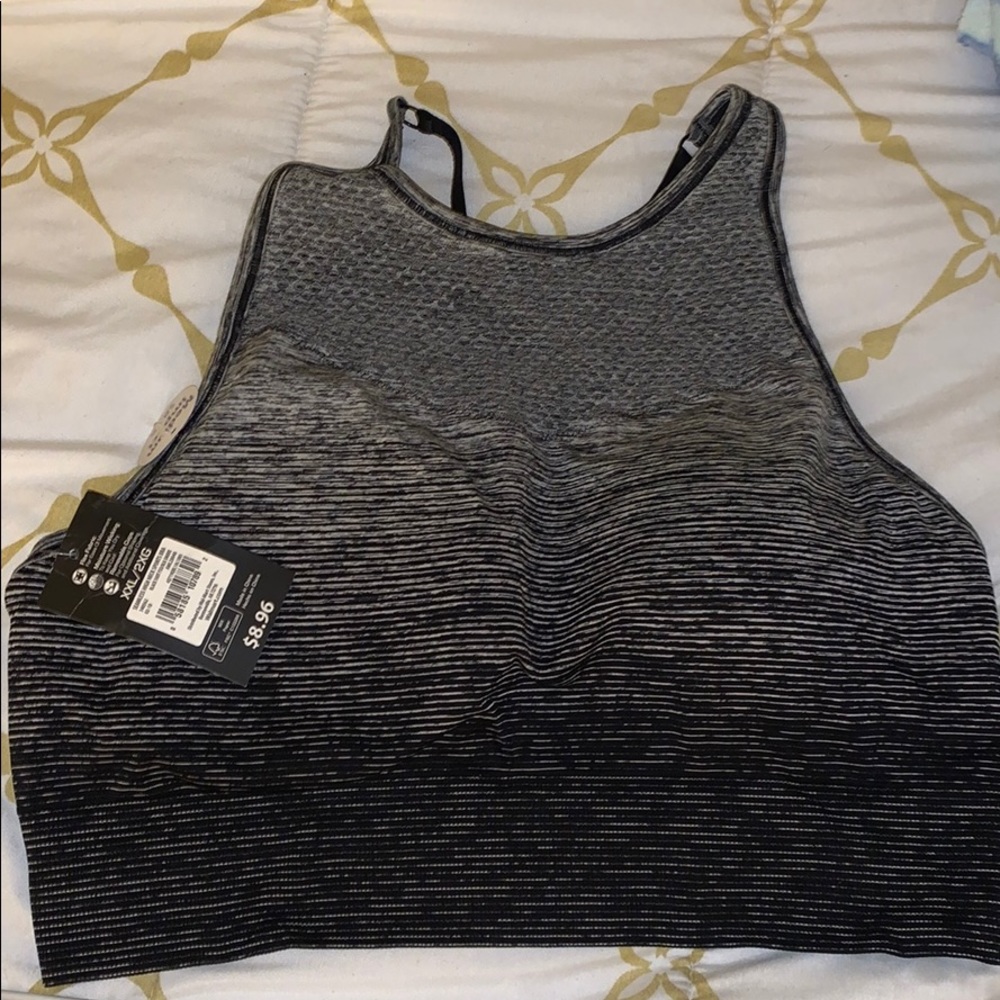 BNWT Grey Black Sports Bra XXL 2X 2XL Med Impact